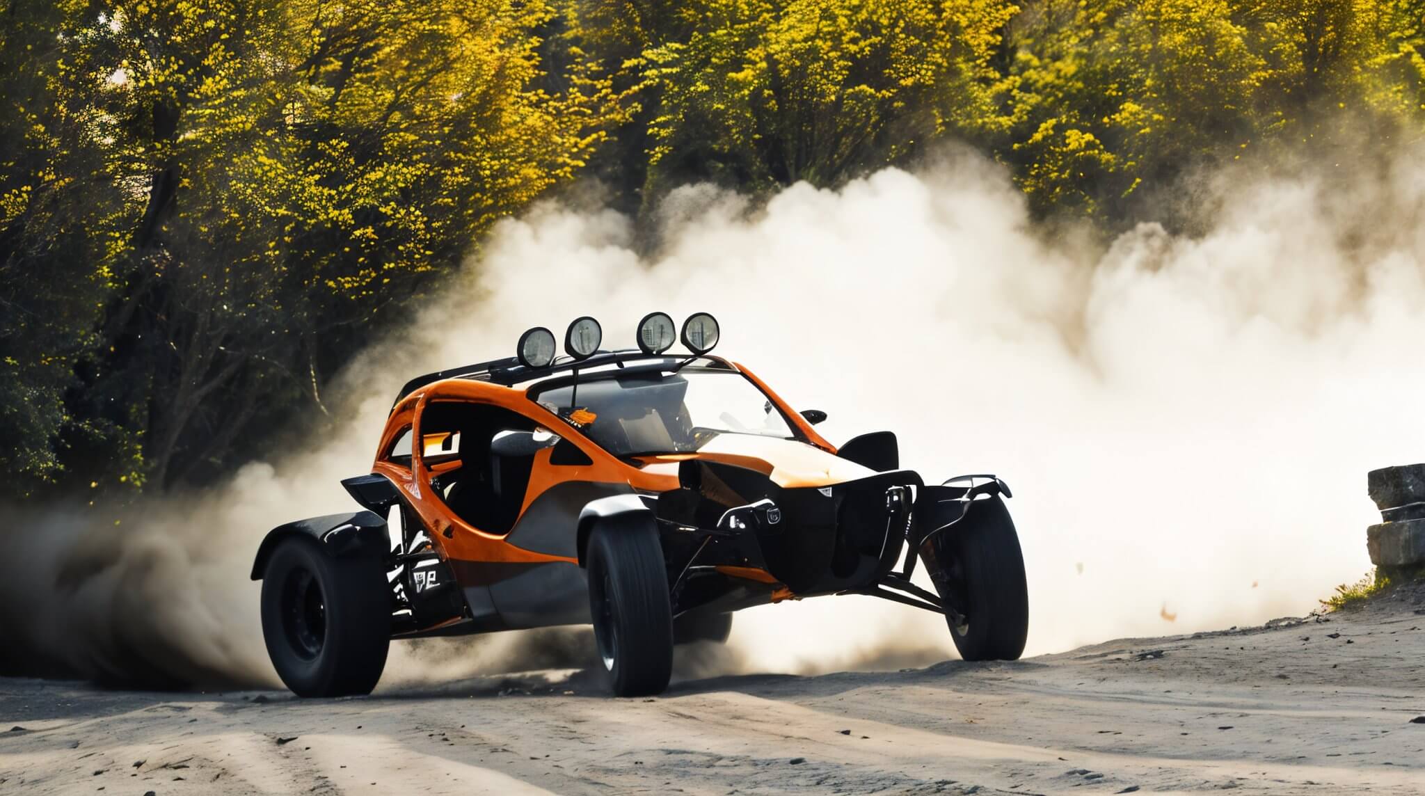 Бежевый внедорожник Ariel Nomad на фоне пустынного пейзажа