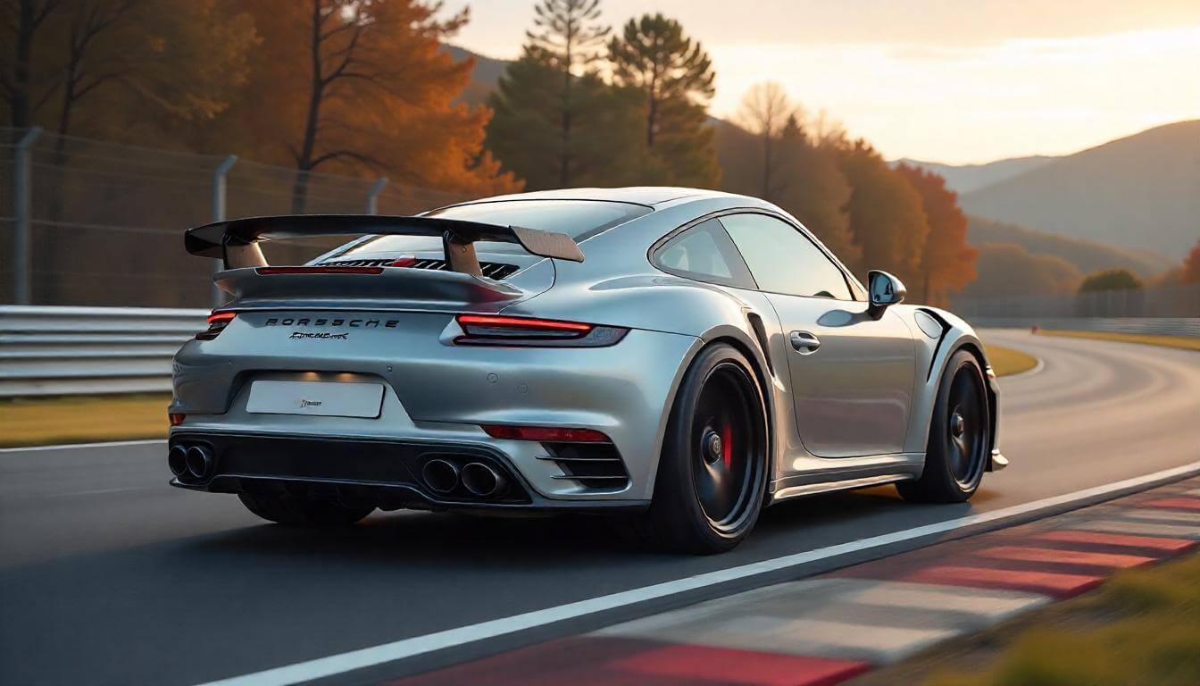La Porsche 911 Turbo S de TechArt sur la piste en Allemagne, mettant en valeur le tuning automobile haut de gamme en 2025.